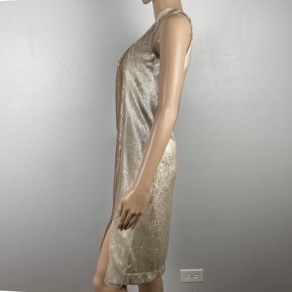 NEW HALSTON HERITAGE ONE-SHOULDER TWIST DRAPE SEQUIN MINI DRESS - Picture 4 of 8